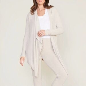 Barefoot Dreams CozyChic Lite Island Wrap Cardigan Pockets Stone Small Medium